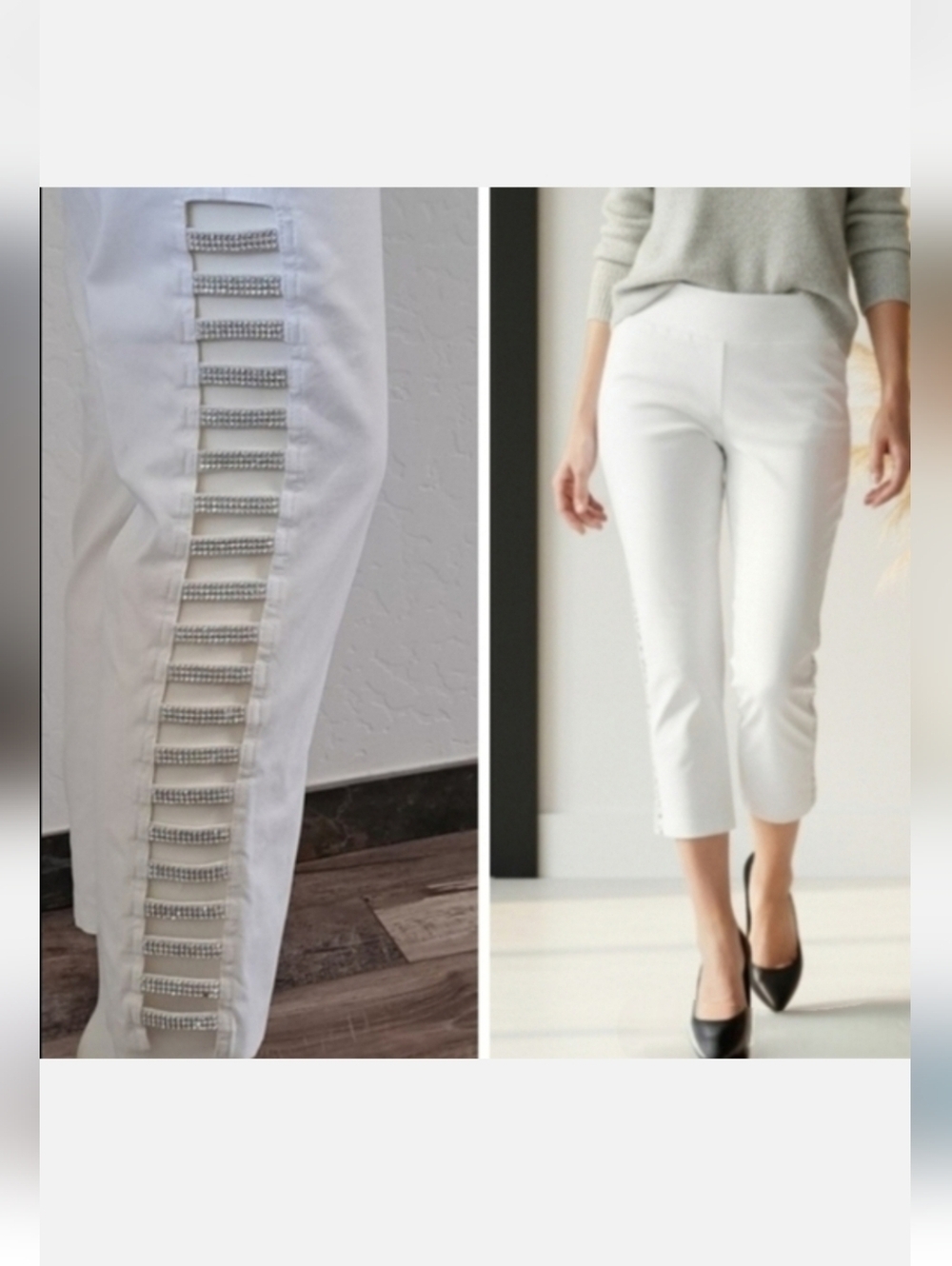 Kristen's Kloset White Embellished Pants  Size 10